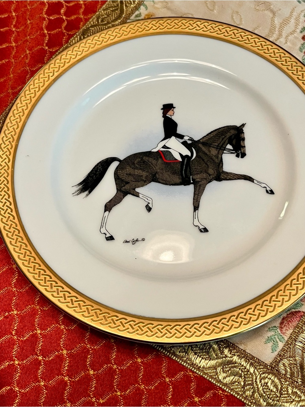The Huntsman Porcelain Plate Dressage Equestrian